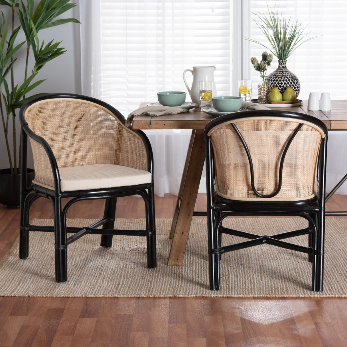 Modern European furniture - Black Framed Rattan Dining Chairs 2 - www.oroa.com | Oroa.com
