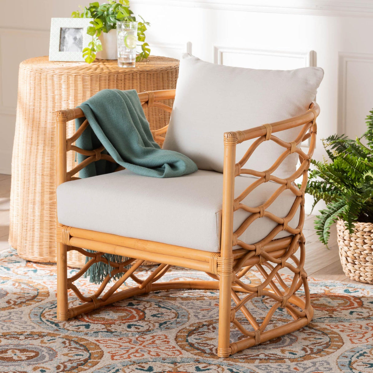 Modern European furniture - Curved Rattan Padded Accent Chair - www.oroa.com | Oroa.com