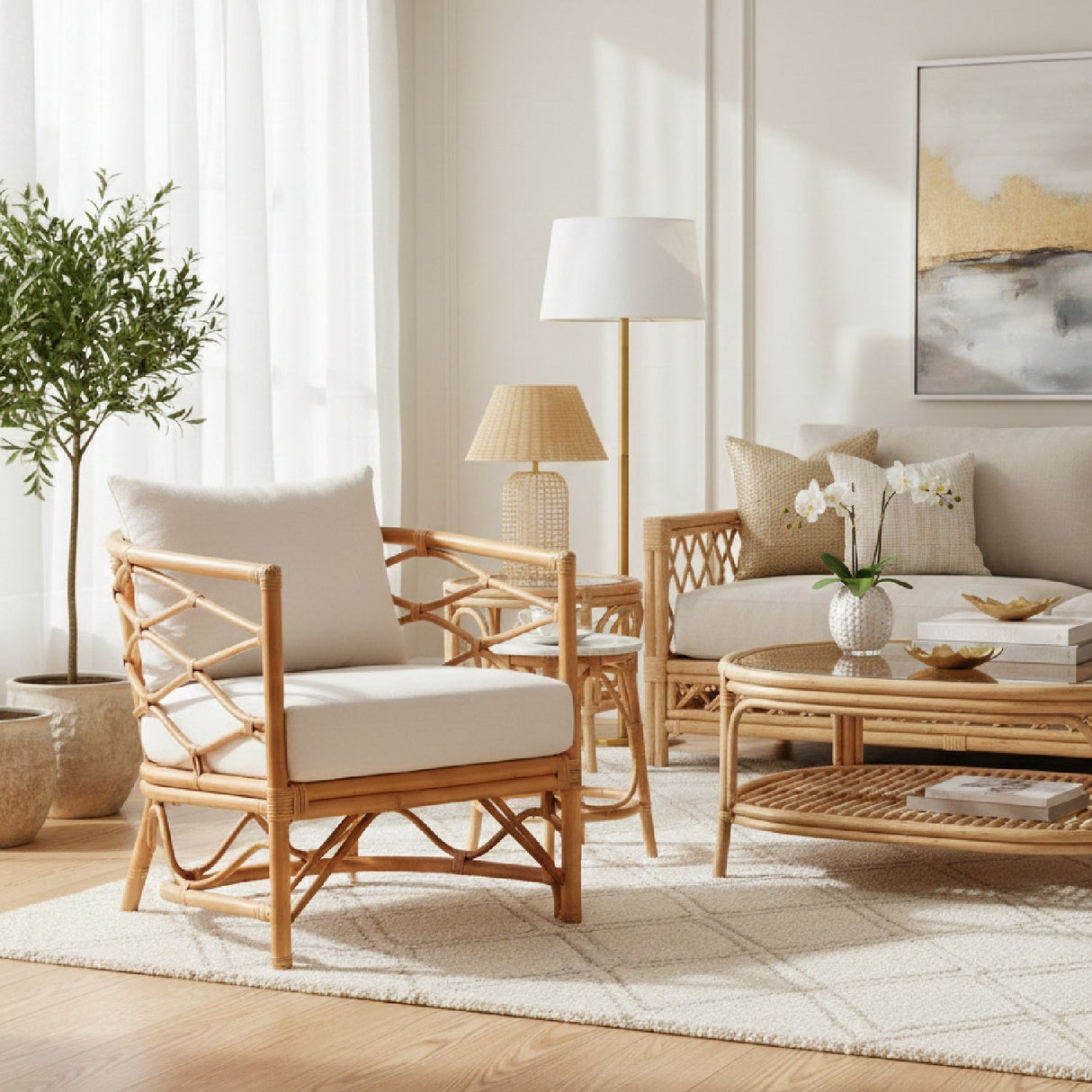 Modern European furniture - Curved Rattan Padded Accent Chair - www.oroa.com | Oroa.com
