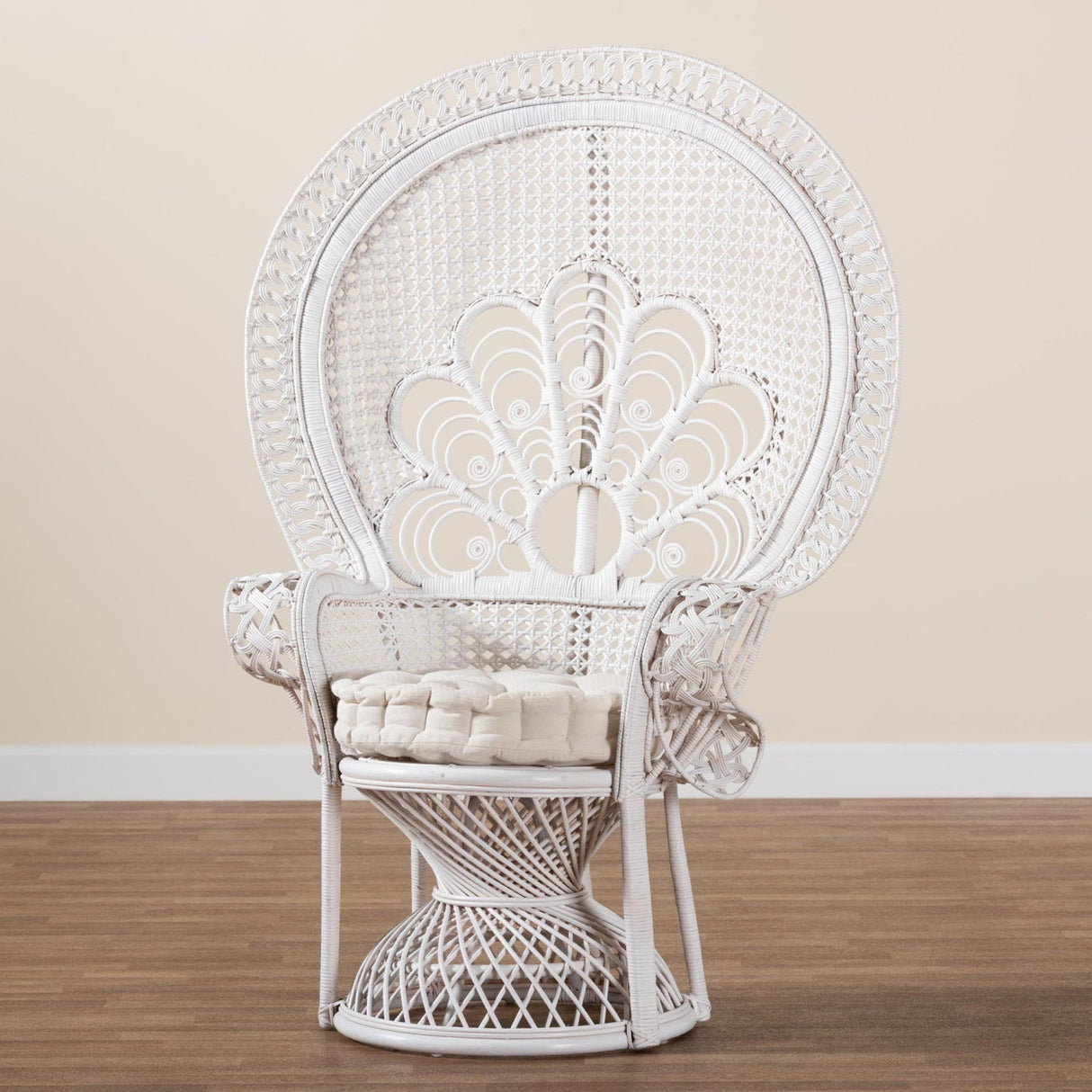 Modern European furniture - White Rattan Peacock Accent Chair - www.oroa.com | Oroa.com