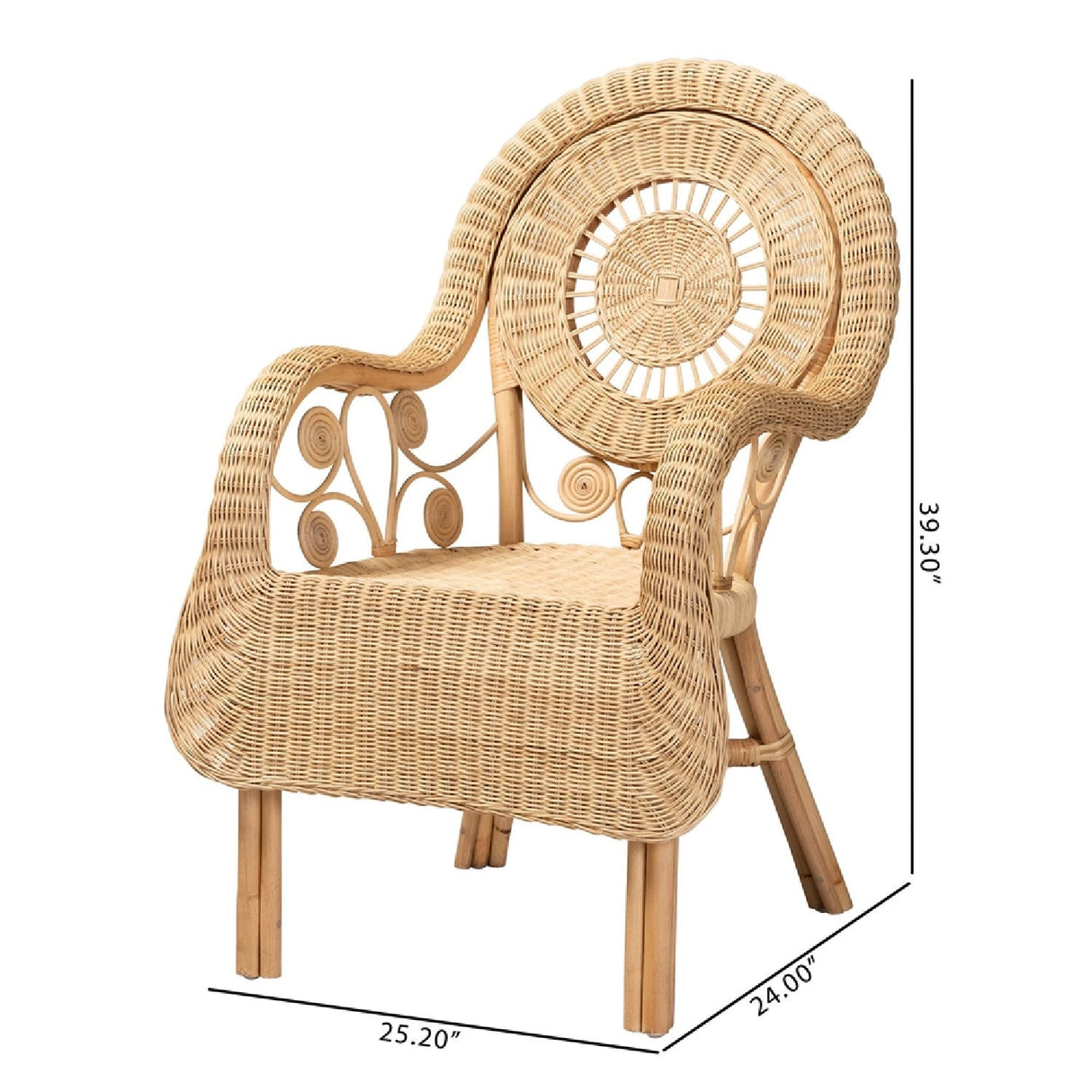 Modern European furniture - Curled Rattan Detail Accent Chair - www.oroa.com | Oroa.com