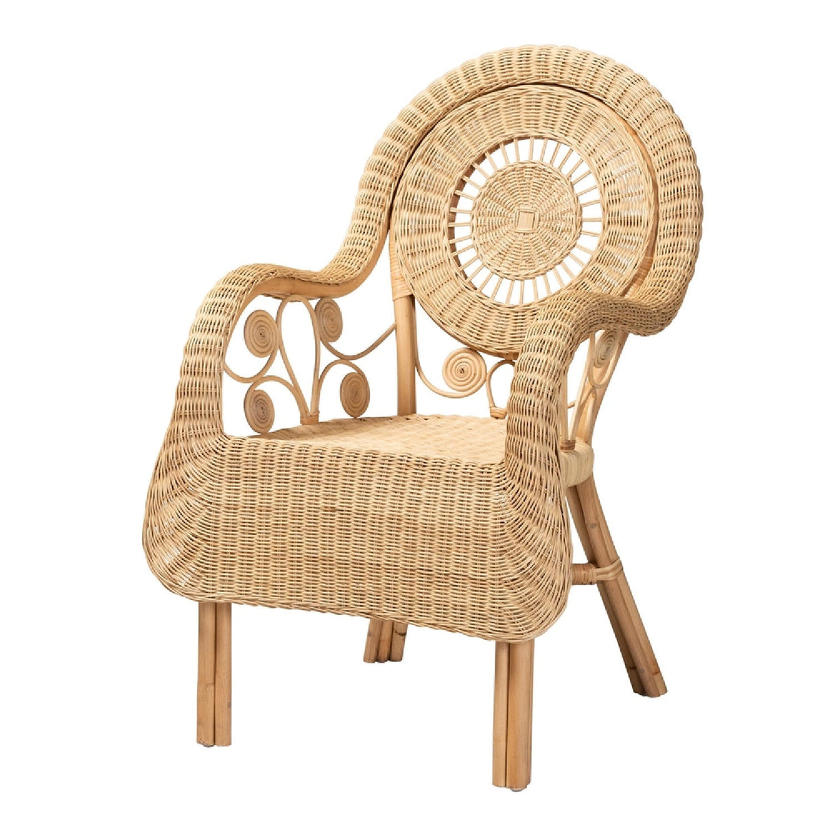 Modern European furniture - Curled Rattan Detail Accent Chair - www.oroa.com | Oroa.com