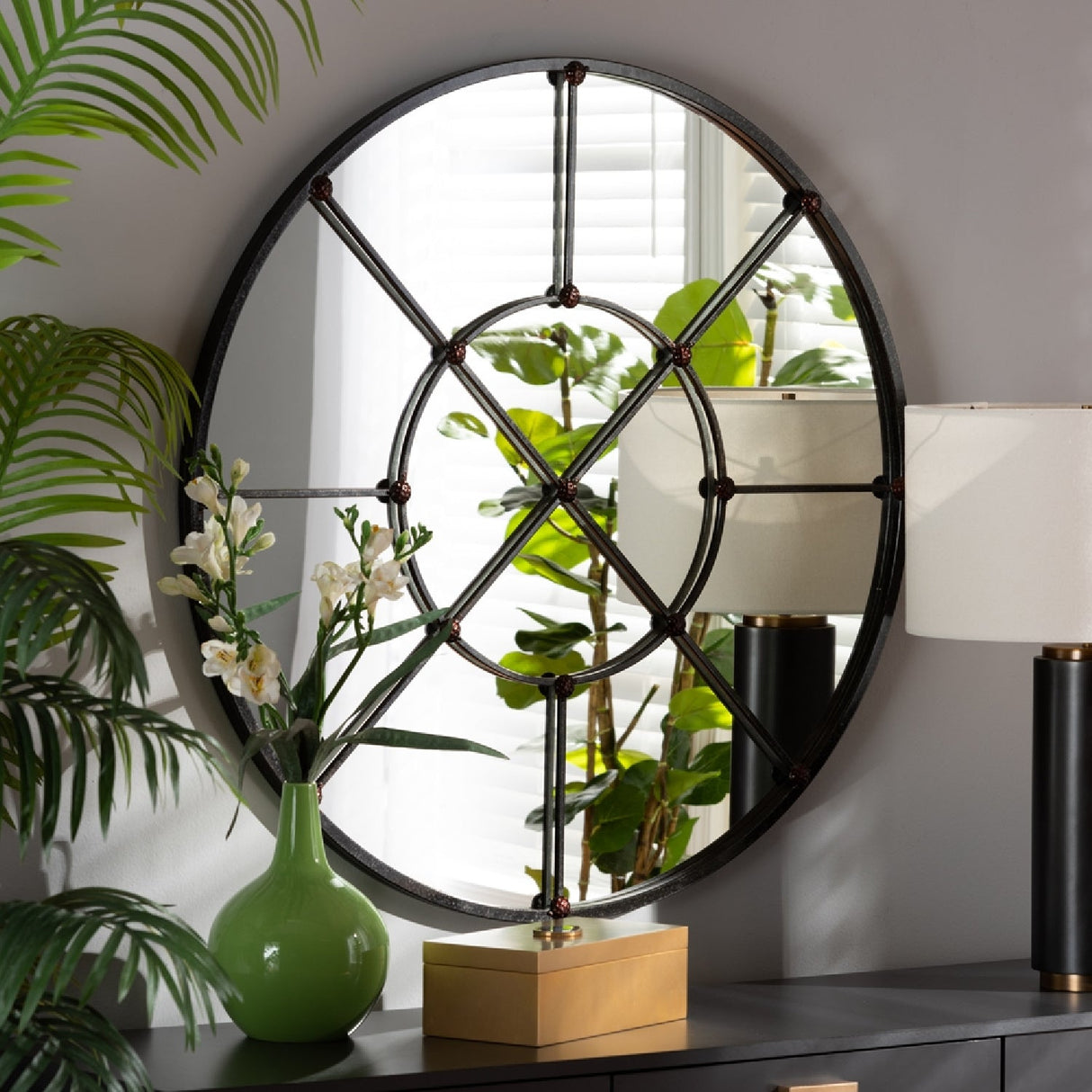 Modern European furniture - Metal Framed Round Wall Mirror - www.oroa.com | Oroa.com