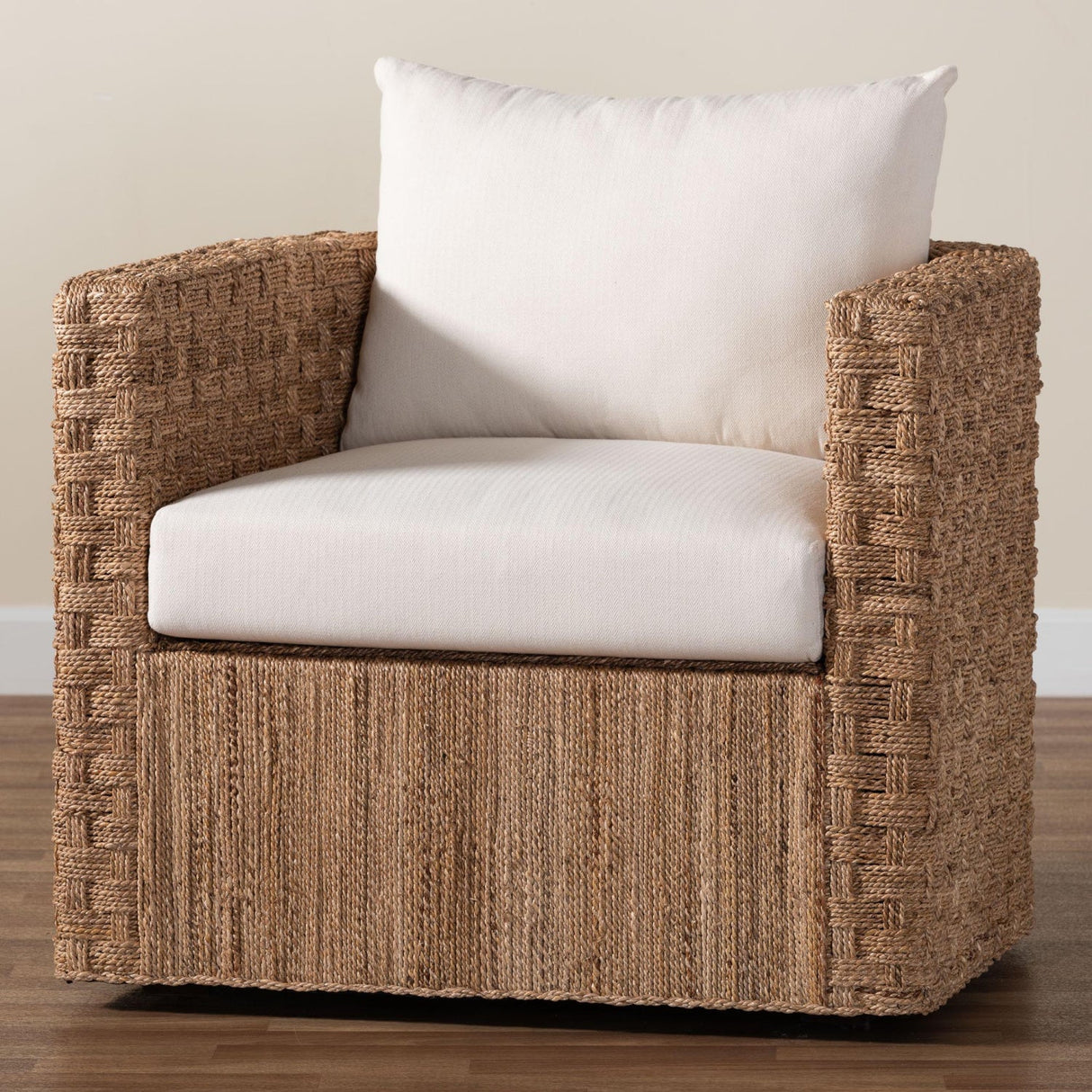 Modern European furniture - Woven Seagrass Curved Accent Chair - www.oroa.com | Oroa.com