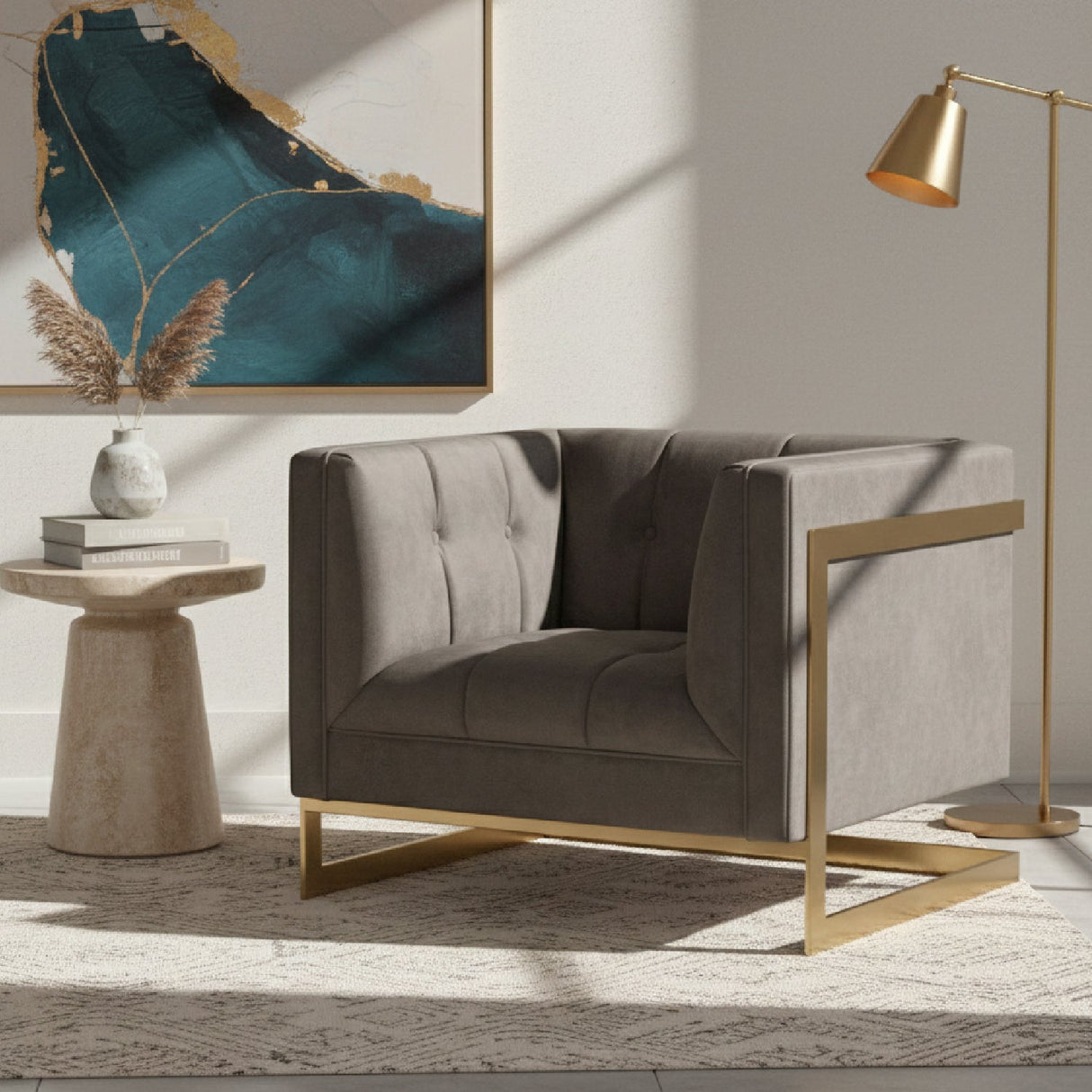 Modern European furniture - Button Tufted Velvet Accent Chair - www.oroa.com | Oroa.com