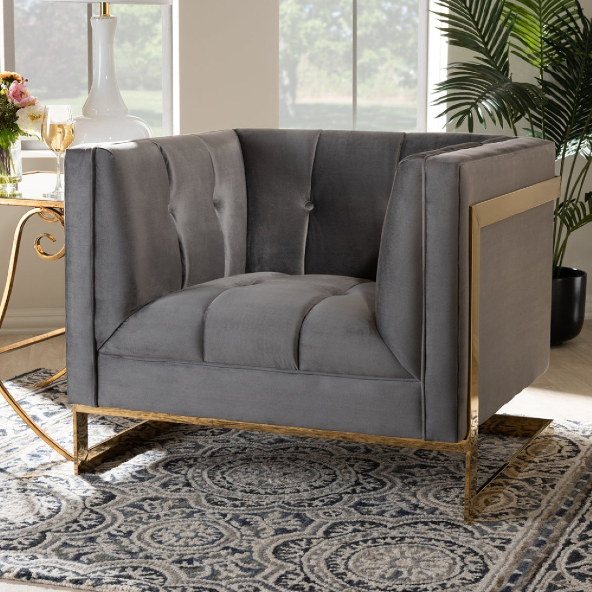 Modern European furniture - Button Tufted Velvet Accent Chair - www.oroa.com | Oroa.com