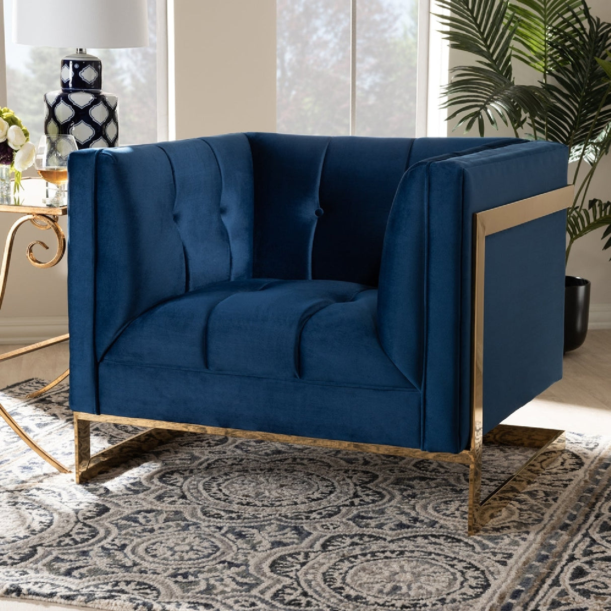 Modern European furniture - Button Tufted Velvet Accent Chair - www.oroa.com | Oroa.com