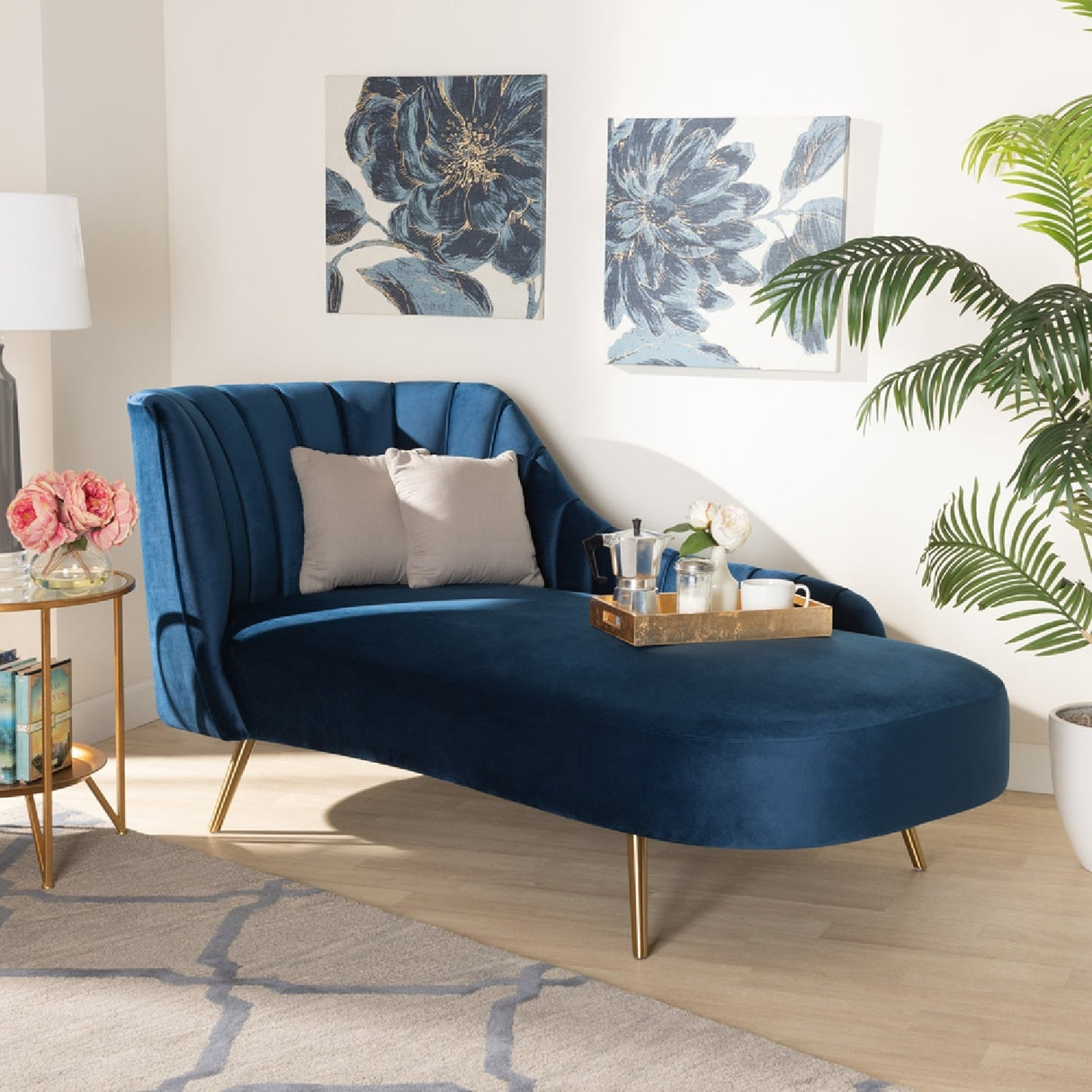 Modern European furniture - Blue Velvet Chaise - www.oroa.com | Oroa.com