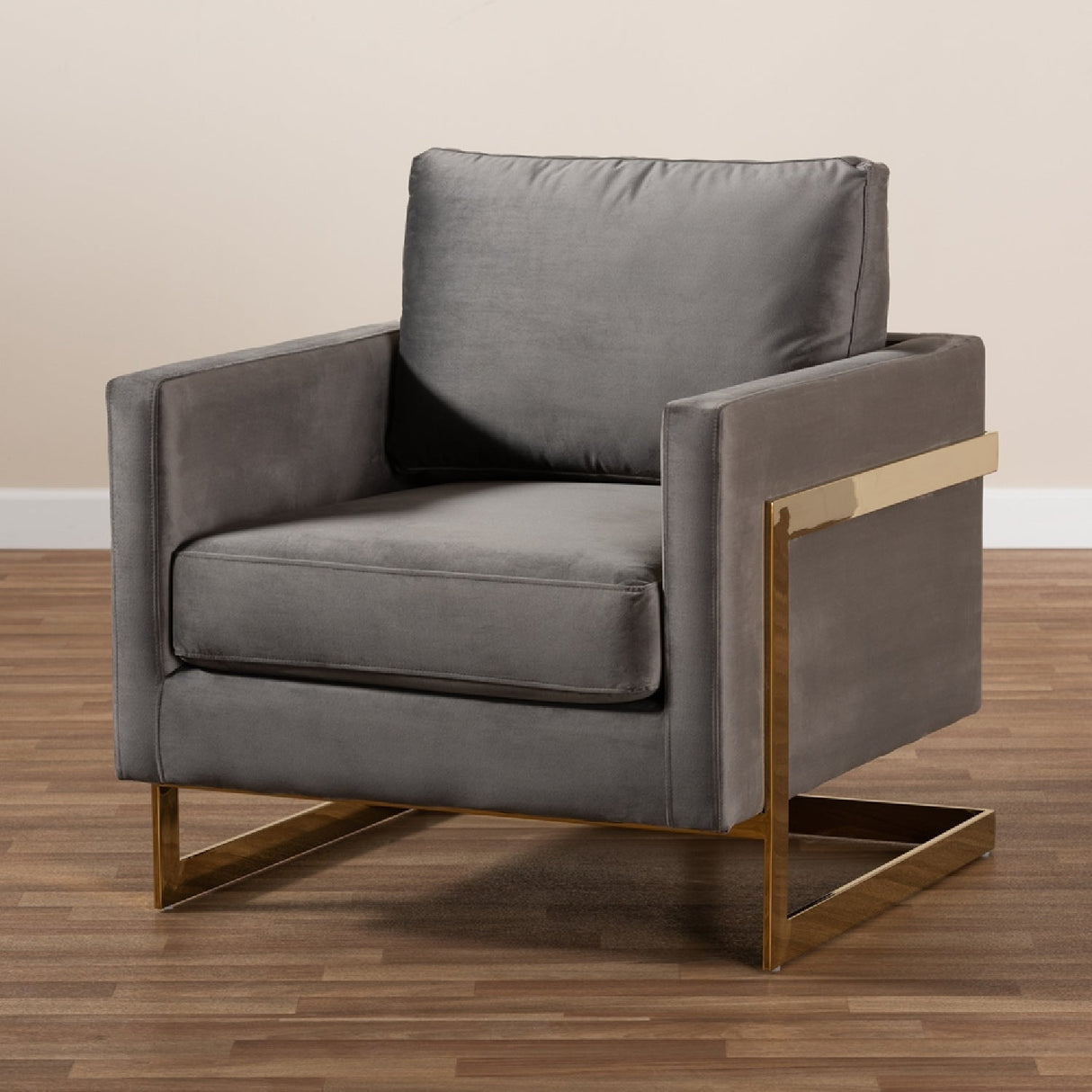 Modern European furniture - Gold Framed Velvet Accent Chair - www.oroa.com | Oroa.com