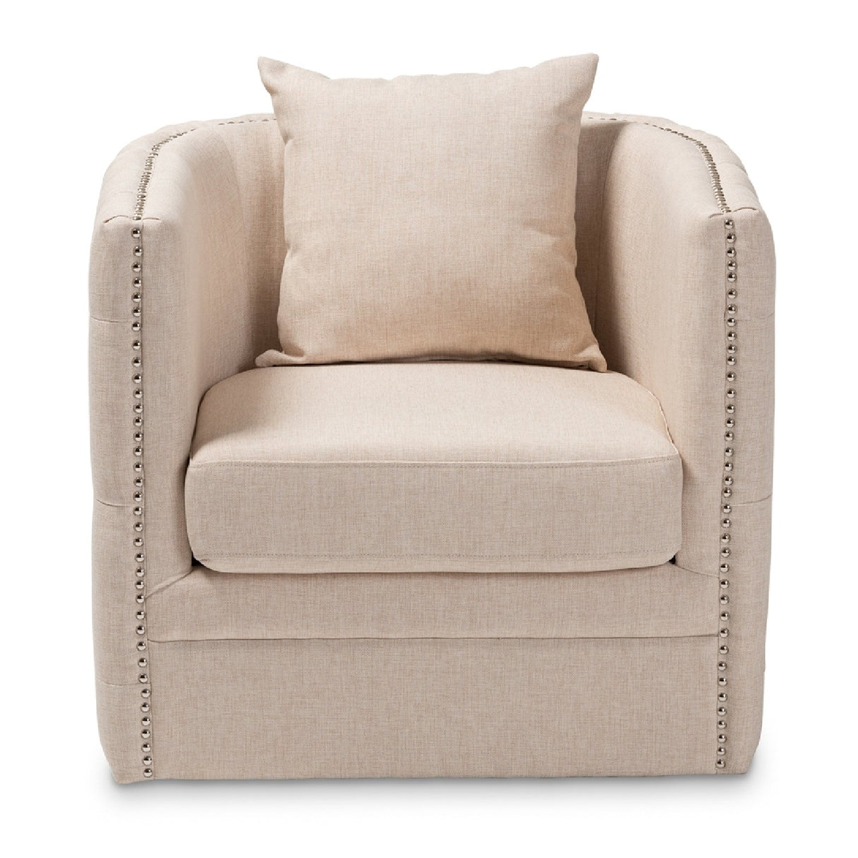 Modern European furniture - Tufted Beige Swivel Chair - www.oroa.com | Oroa.com