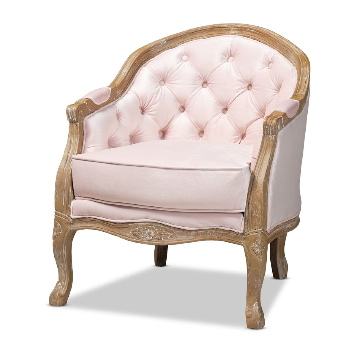 Modern European furniture - Tufted Pink Velvet Accent Chair - www.oroa.com | Oroa.com