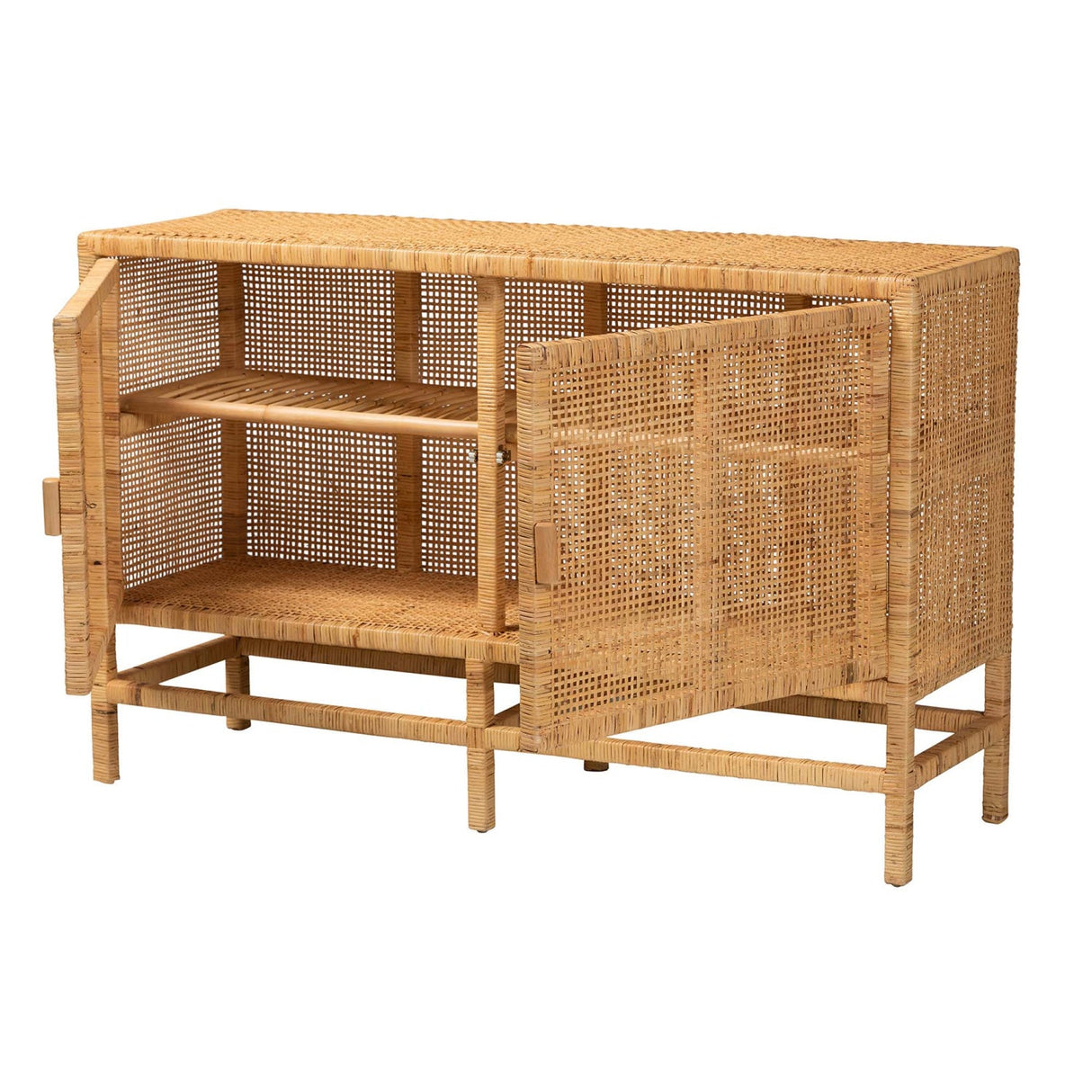 Modern European furniture - Mahogany Framed Rattan Cabinet - www.oroa.com | Oroa.com