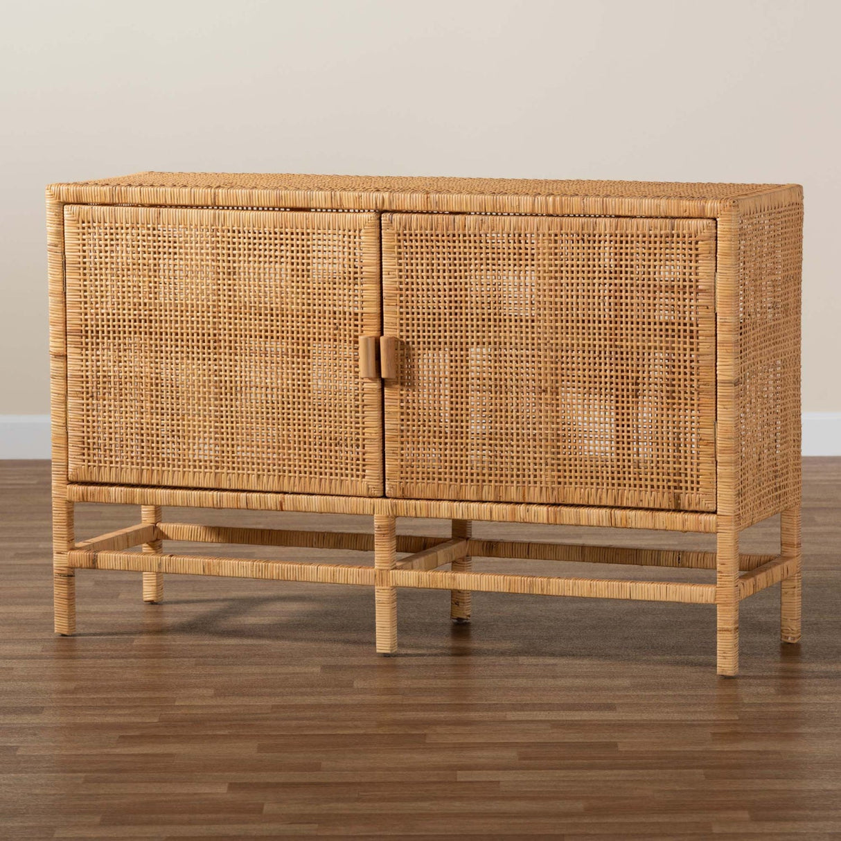 Modern European furniture - Mahogany Framed Rattan Cabinet - www.oroa.com | Oroa.com