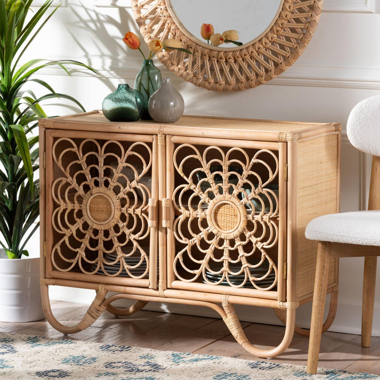 Modern European furniture - Floral Woven 2 Door Cabinet - www.oroa.com | Oroa.com