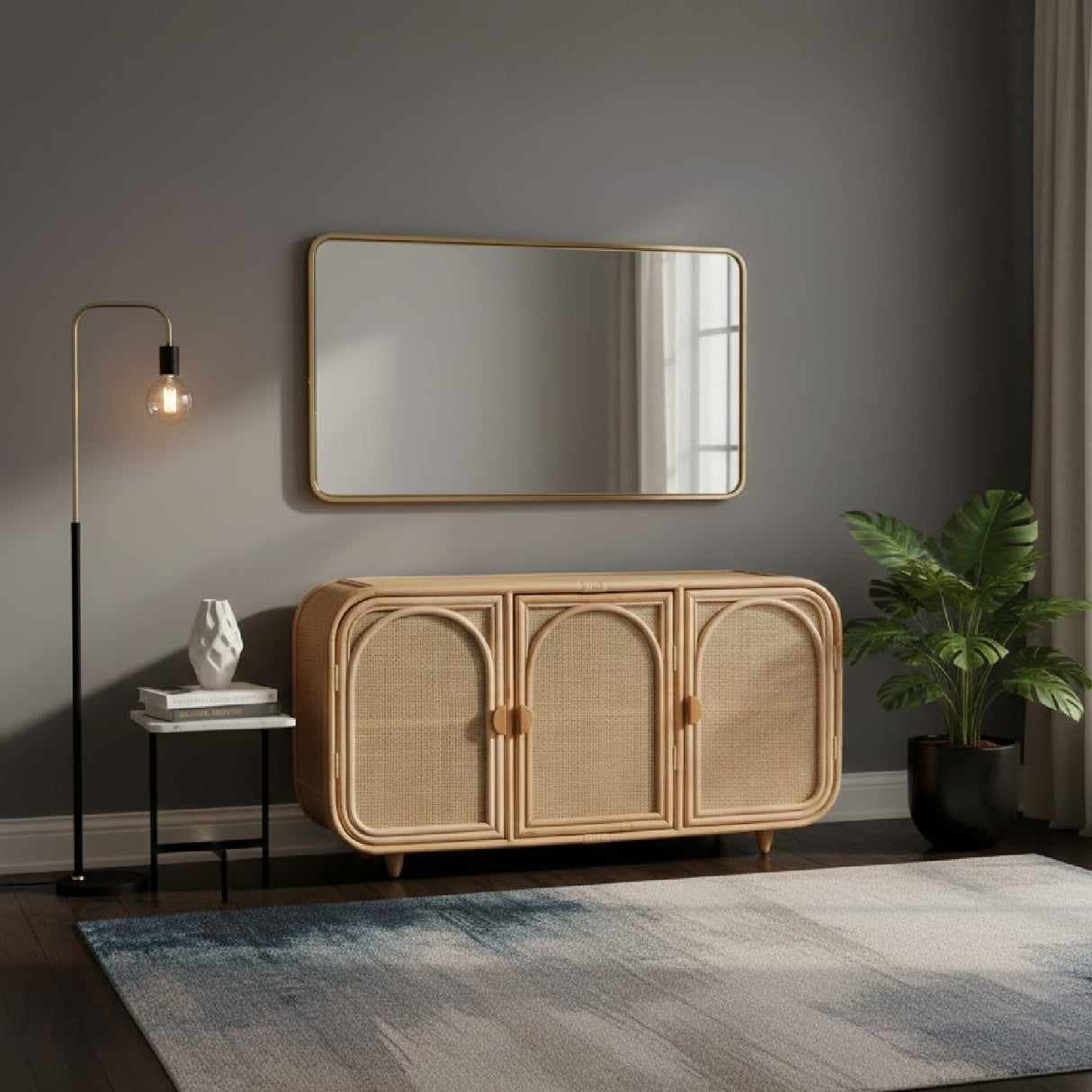 Modern European furniture - Handcrafted Rattan 3 Door Cabinet - www.oroa.com | Oroa.com