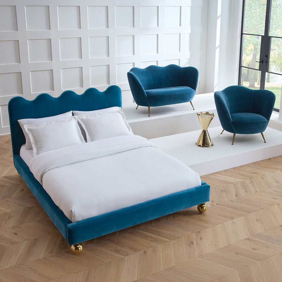 Blue Velvet King Bed | Oroa.com