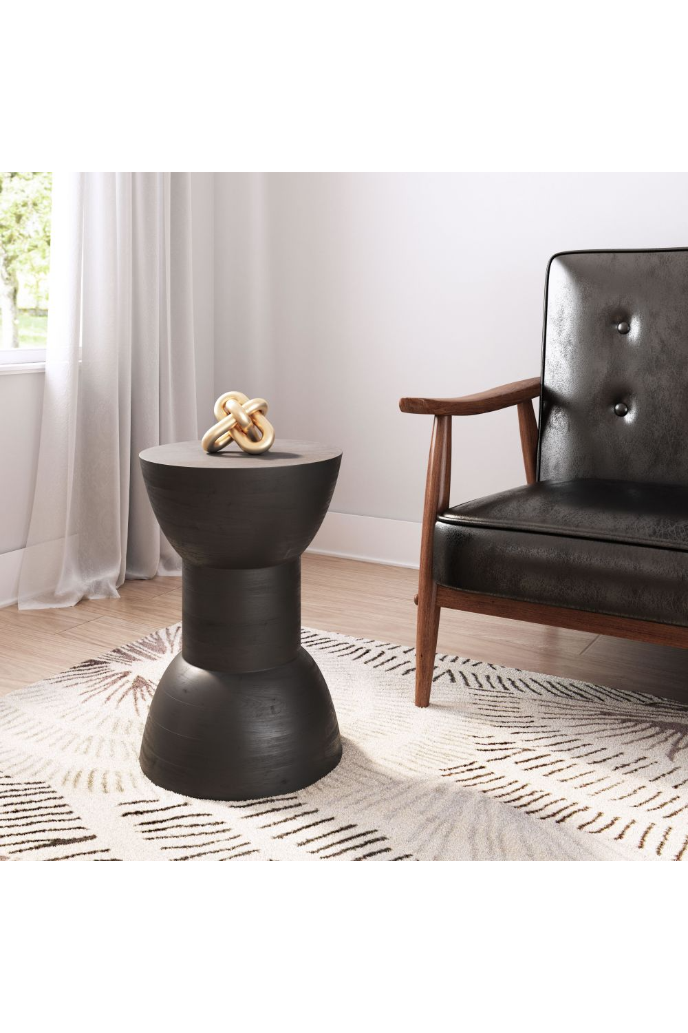 Black Wooden Hourglass Side Table | Oroa.com