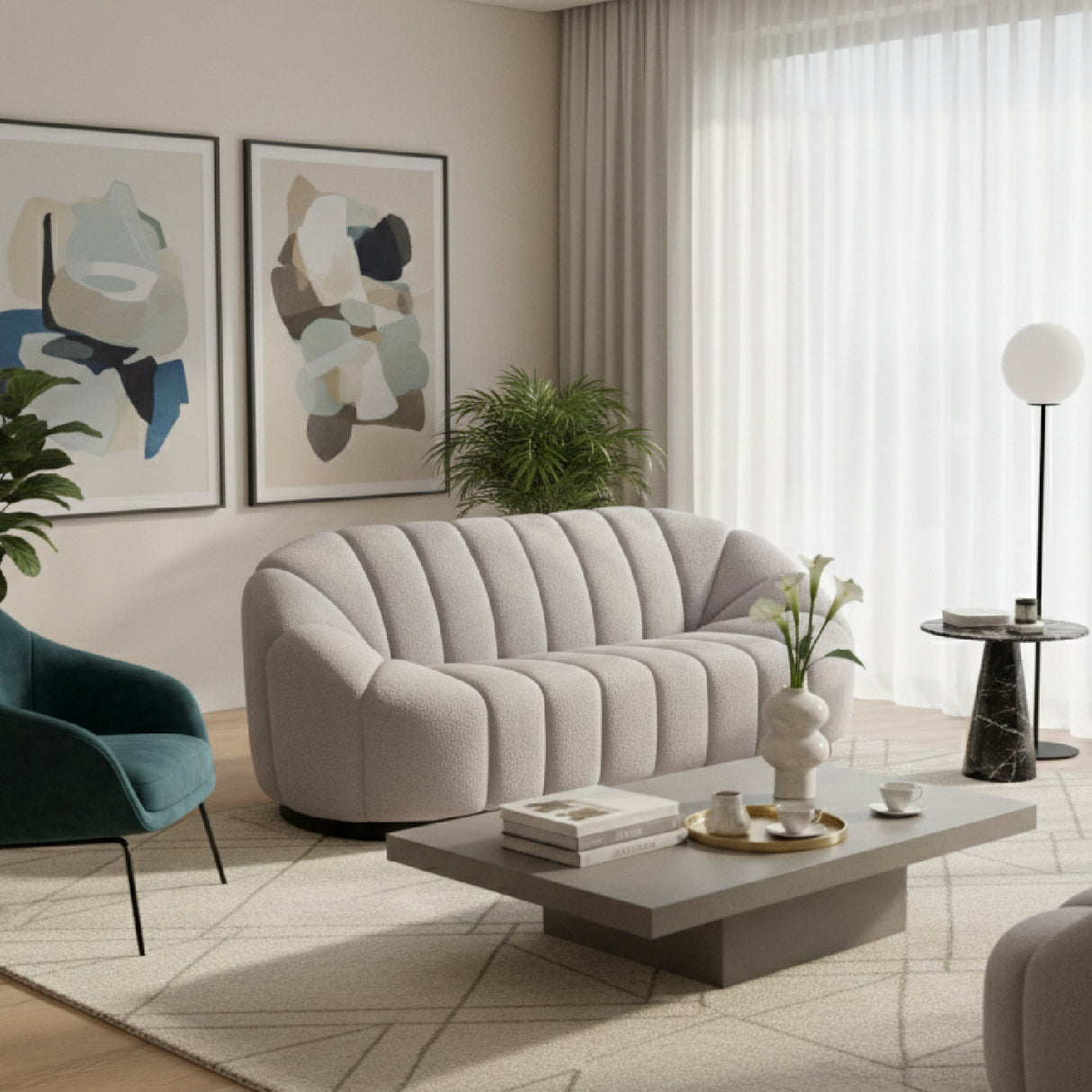 Shearling Channeled Sofa | Oroa.com