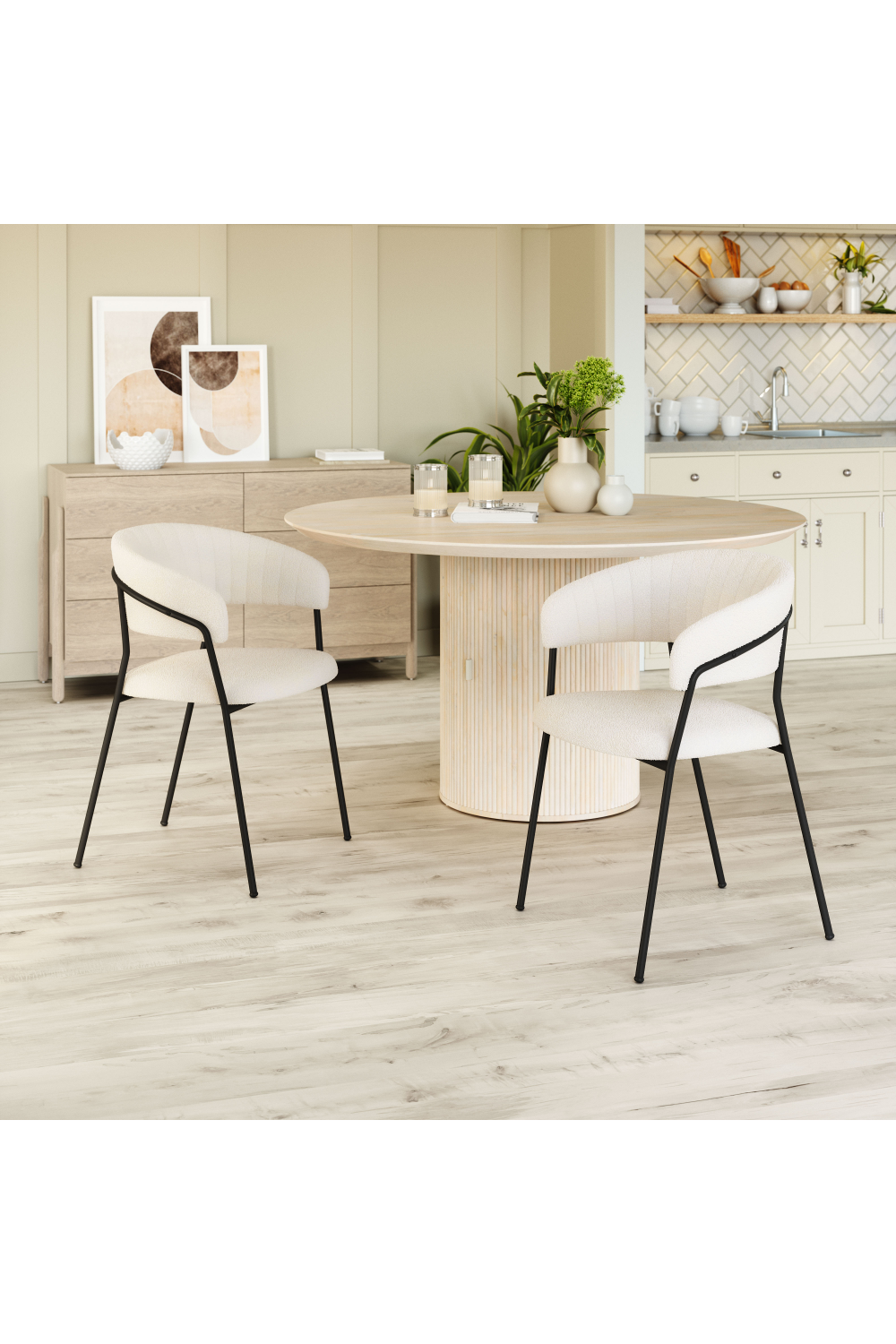 Cream Shearling Dining Chairs (2) | Oroa.com