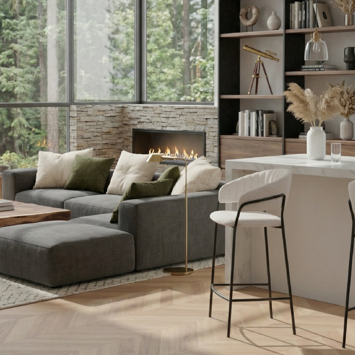 Curved-Back Counter Stools (2) | Oroa.com