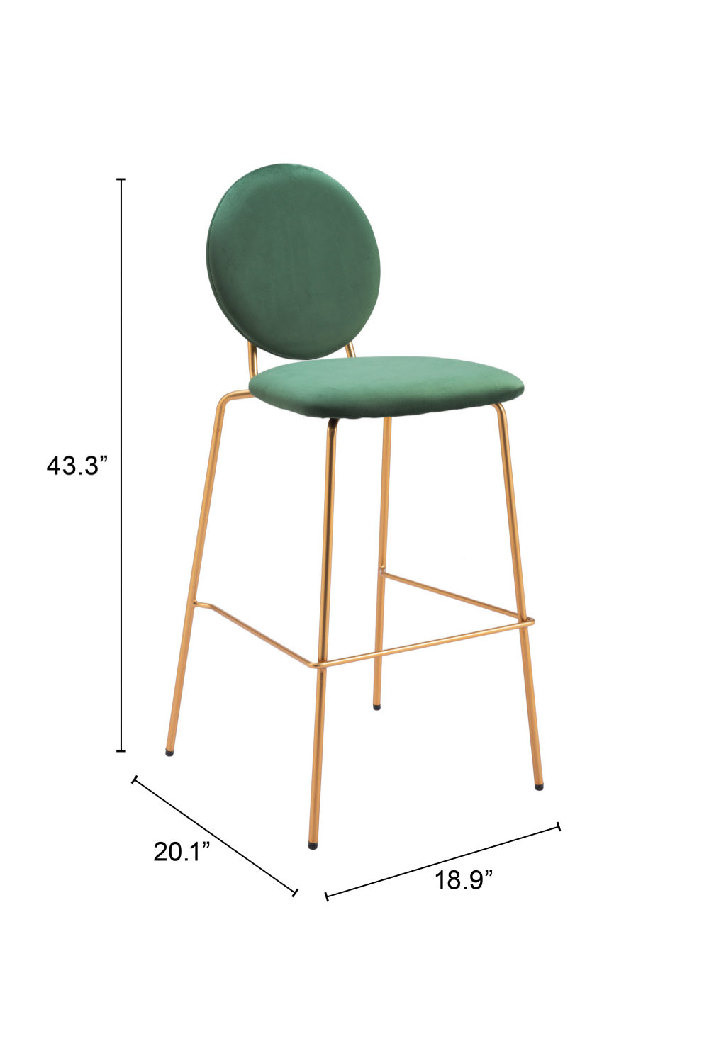 Green Velvet Bar Stools (2) | Oroa.com