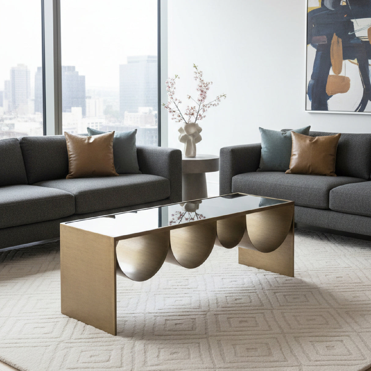 Brass-Framed Glass Coffee Table | Oroa.com