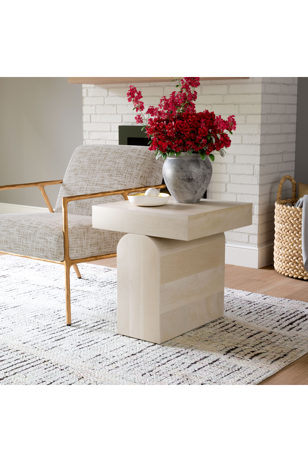 Whitewashed Mango Wood Side Table | Oroa.com