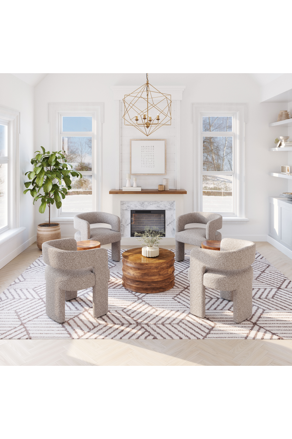Beige Shearling Accent Chair | Oroa.com