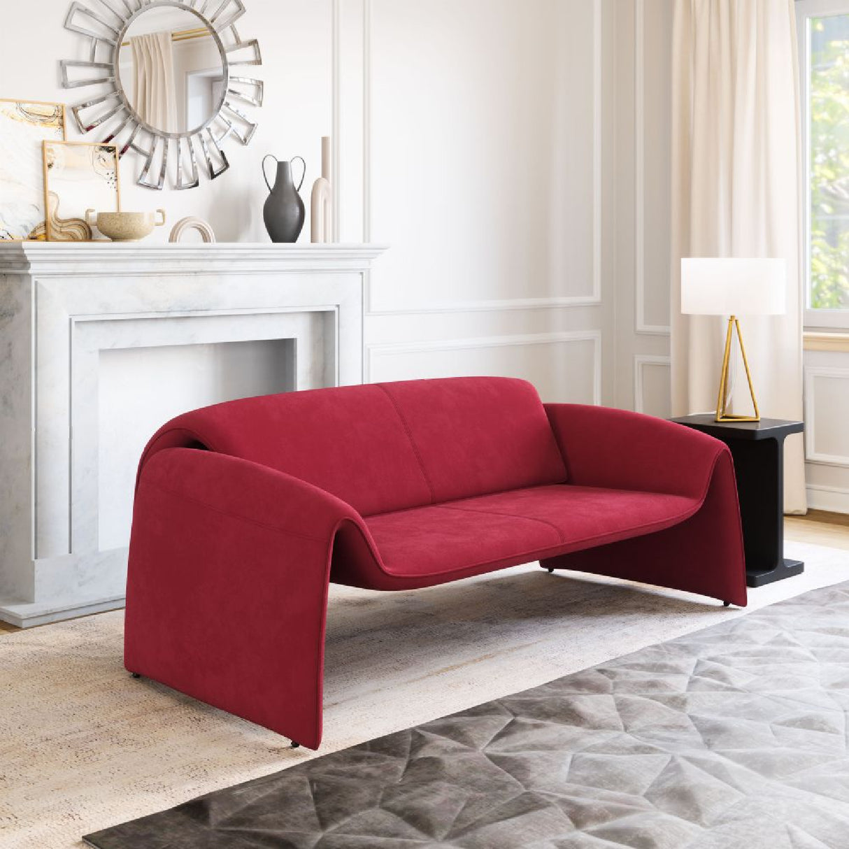 Red Velvet Sofa | Oroa.com