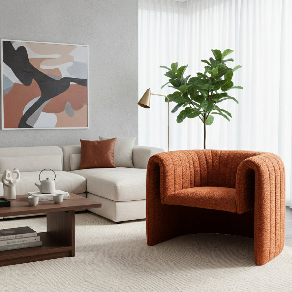 Orange Sherpa Accent Chair | Oroa.com