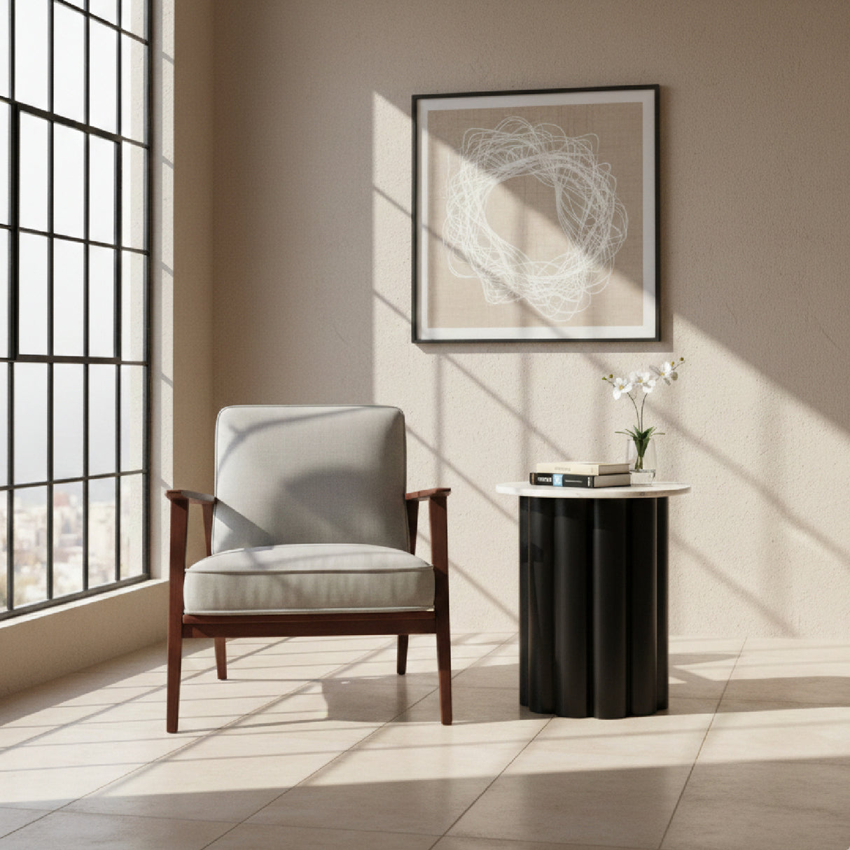 Round White Marble Side Table | Oroa.com