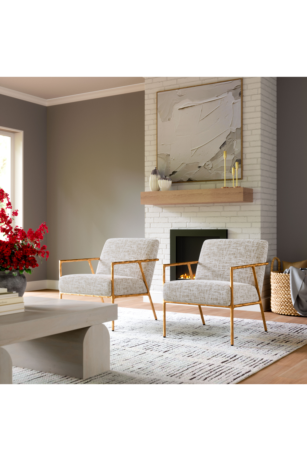 Steel-Framed Beige Lounge Chair | Oroa.com