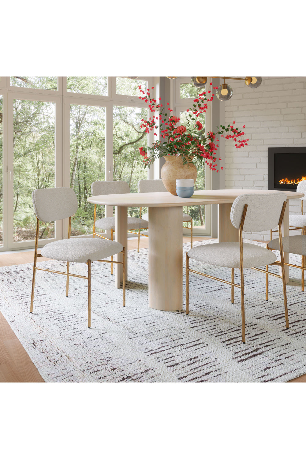 Gold Framed Cream Dining Chair | Oroa.com