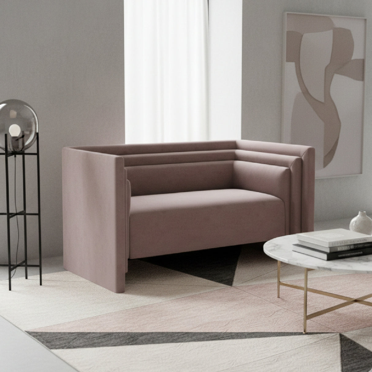 Taupe Velvet Loveseat | Oroa.com