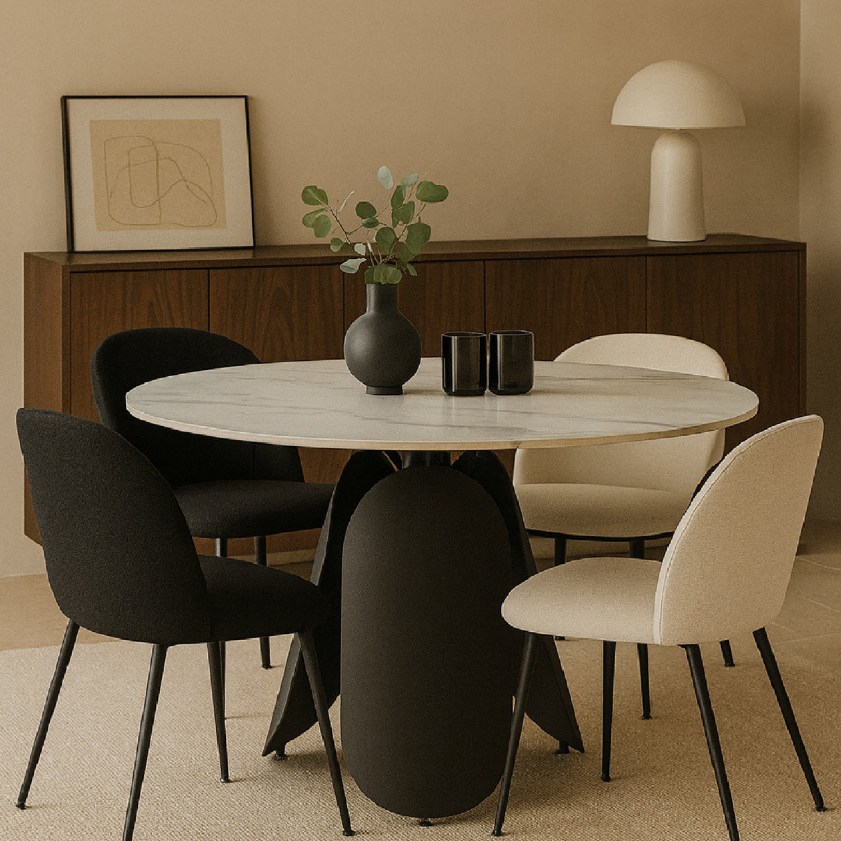 White Sintered Stone Dining Table | Oroa.com