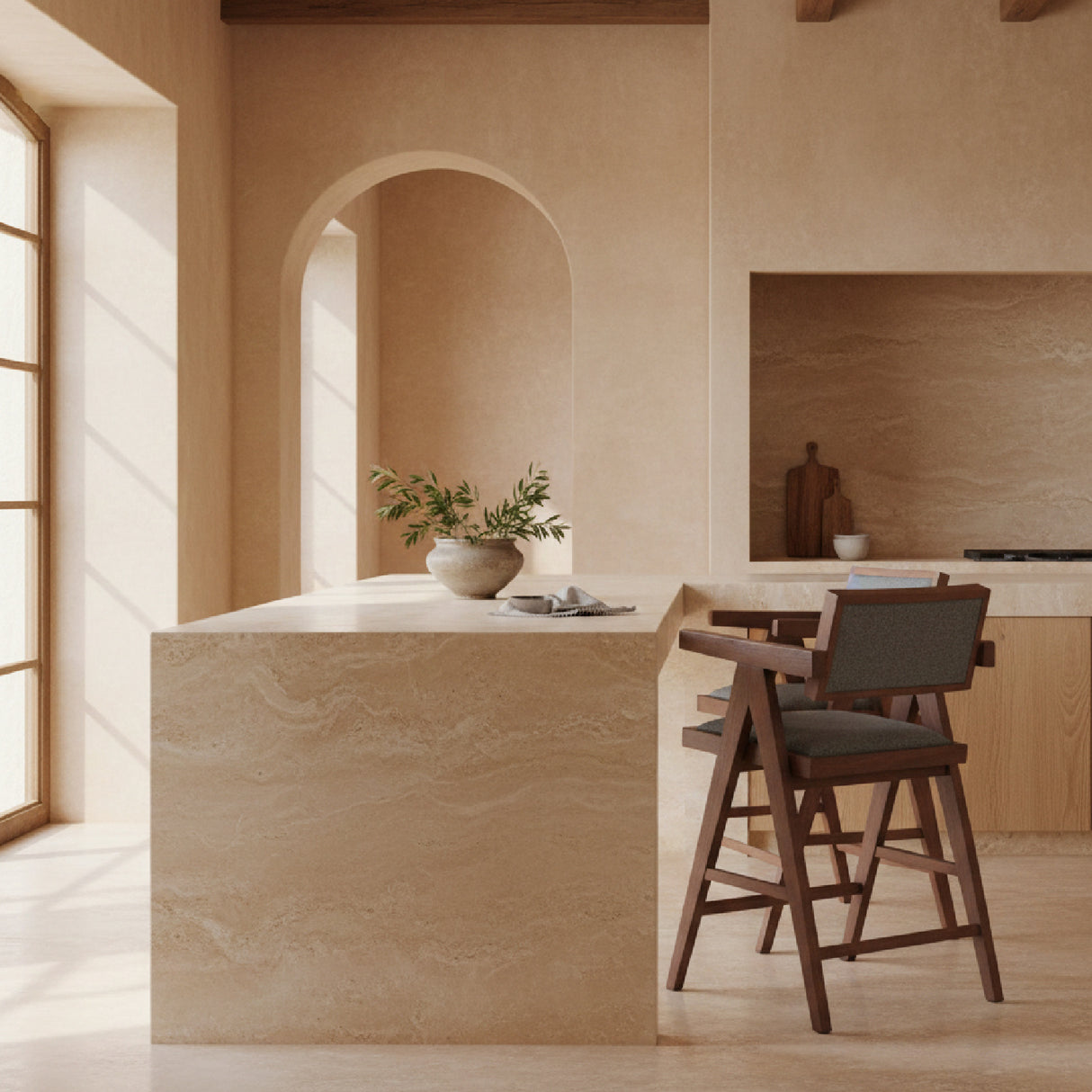 Rubberwood Framed Counter Stools (2) | Oroa.com