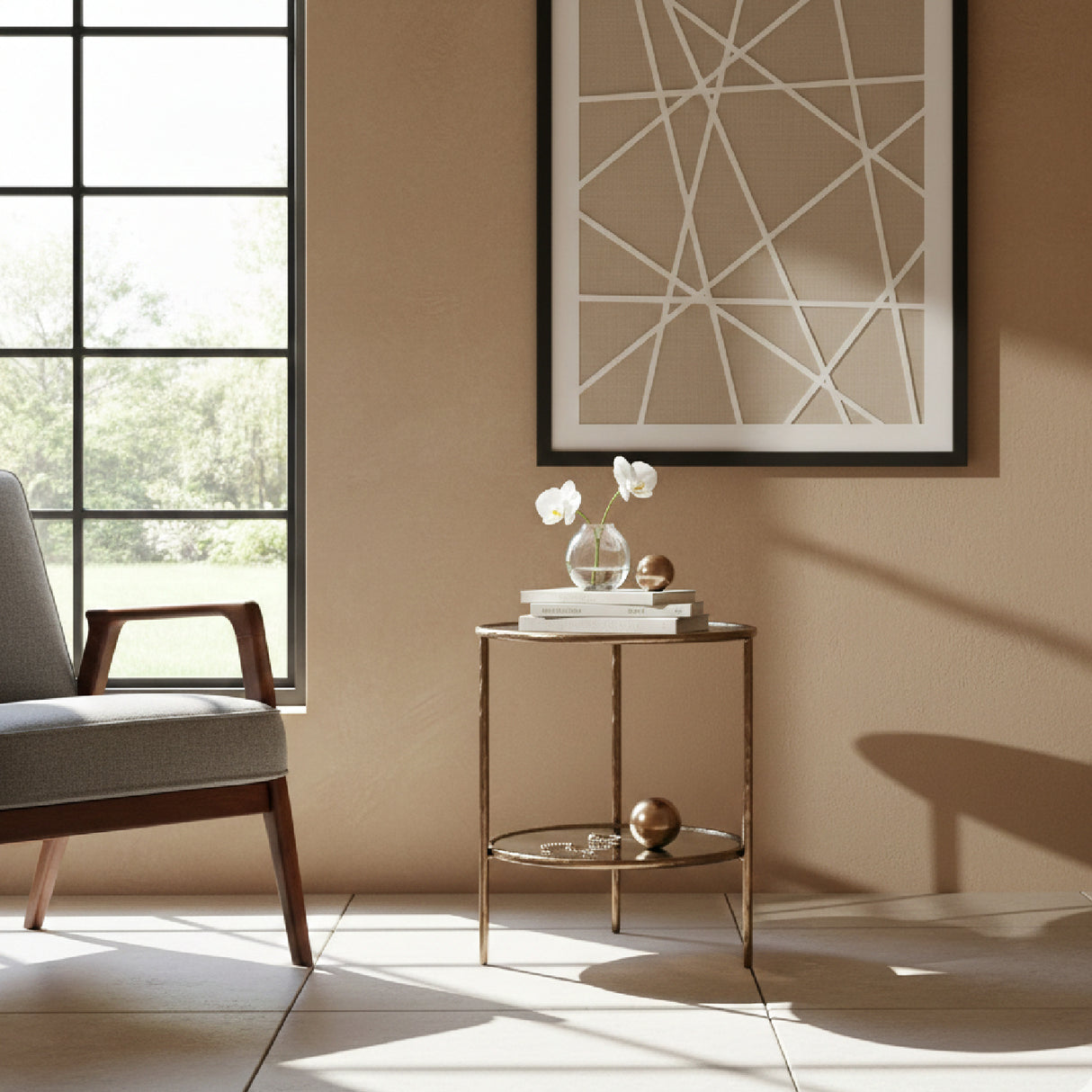 Round Mirror Glass Side Table | Oroa.com