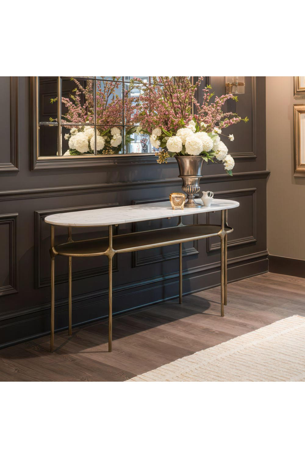 Oval White Marble Console Table | Oroa.com