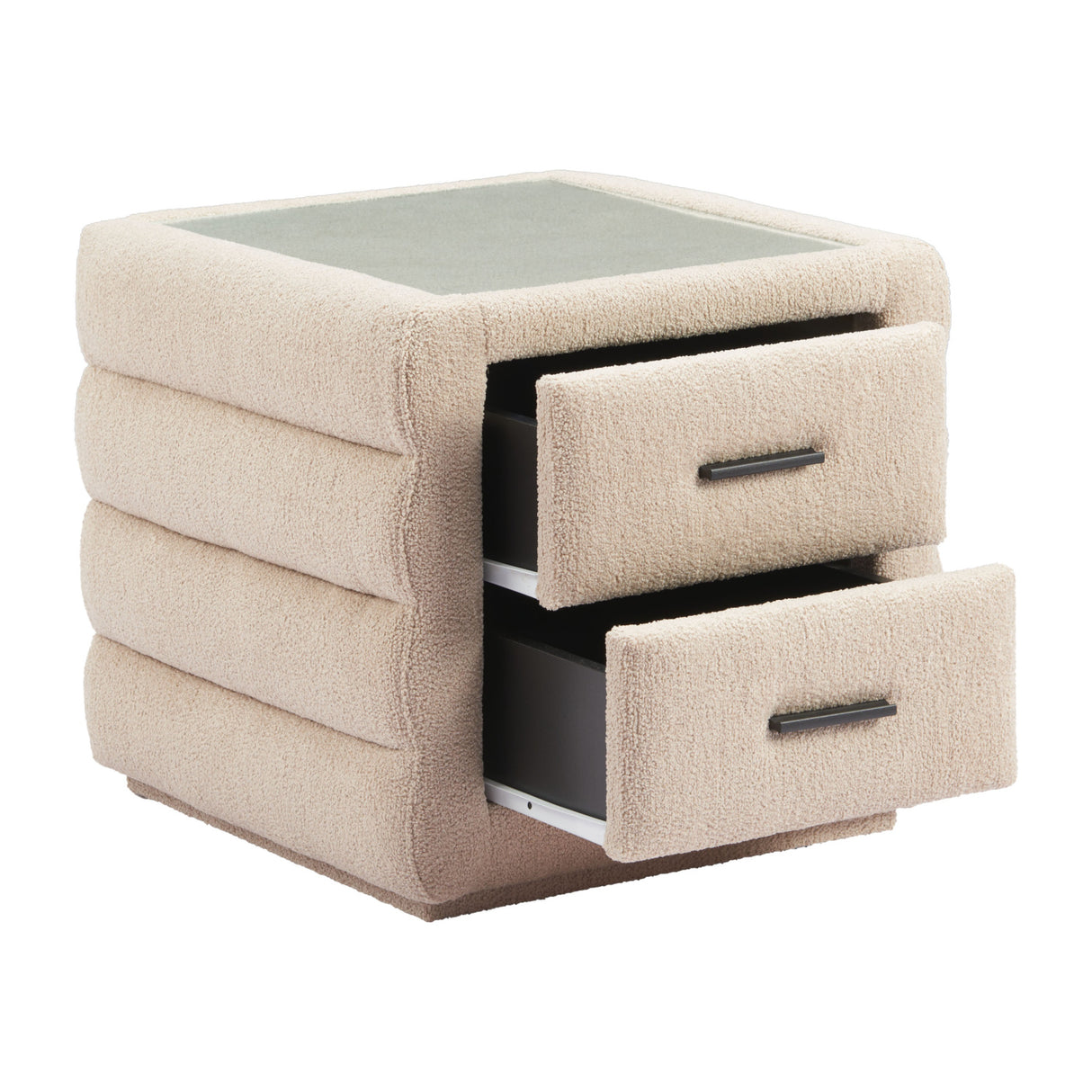 Beige Shearling 2-Drawer Nightstand | Oroa.com