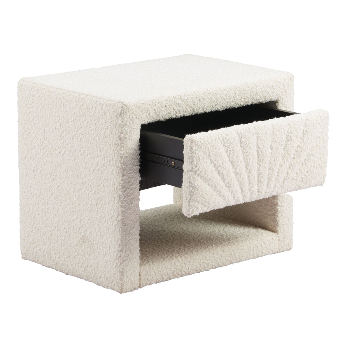 White Fabric 1-Drawer Nightstand | Oroa.com