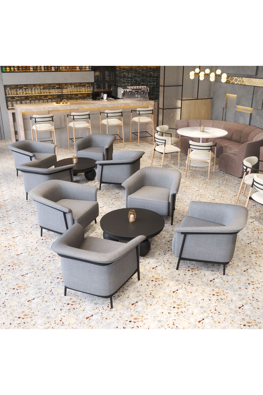 Gray Fabric Armless Dining Chairs (2) | Oroa.com