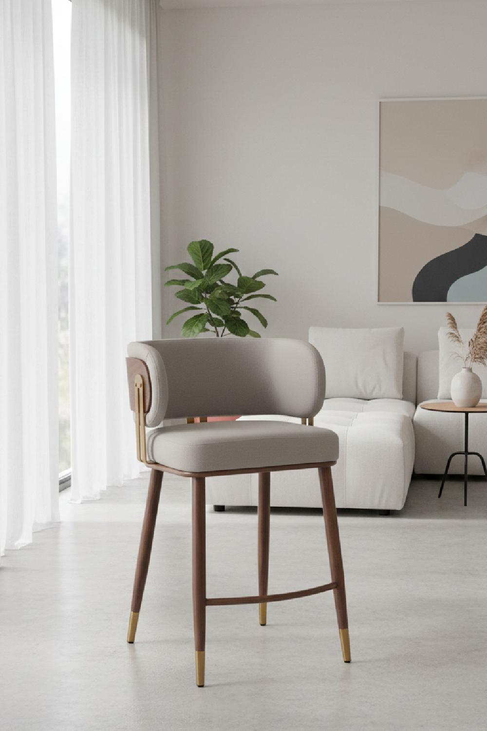 Beige Leather Counter Stool | Oroa.com
