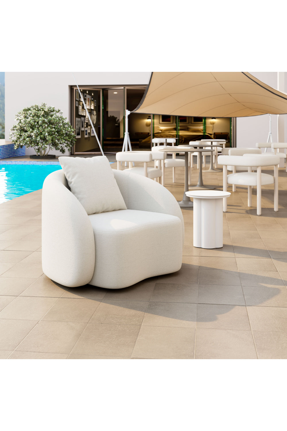 Beige Upholstered Outdoor Accent Chair | Oroa.com