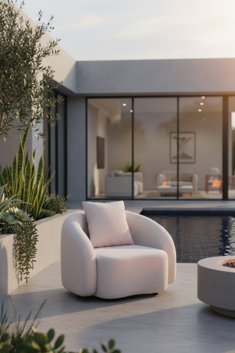 Beige Upholstered Outdoor Accent Chair | Oroa.com