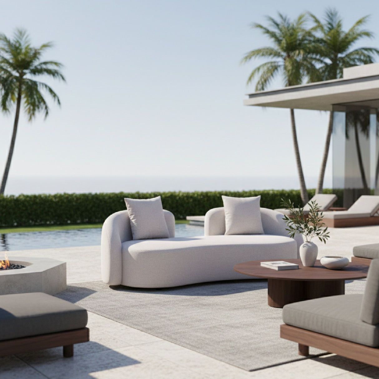 Beige Freeform Outdoor Loveseat | Oroa.com