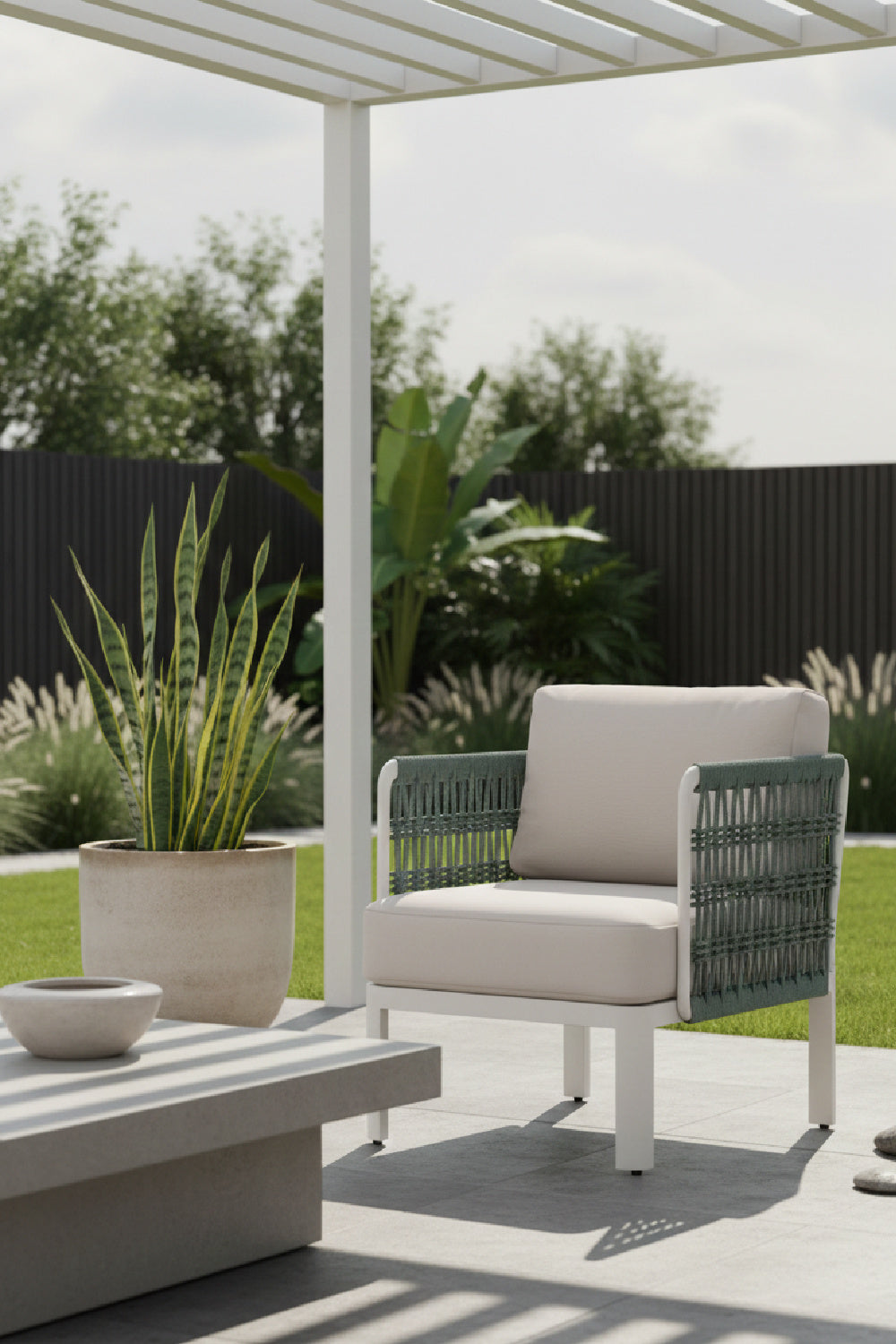 White Olefin Outdoor Lounge Armchair | Oroa.com
