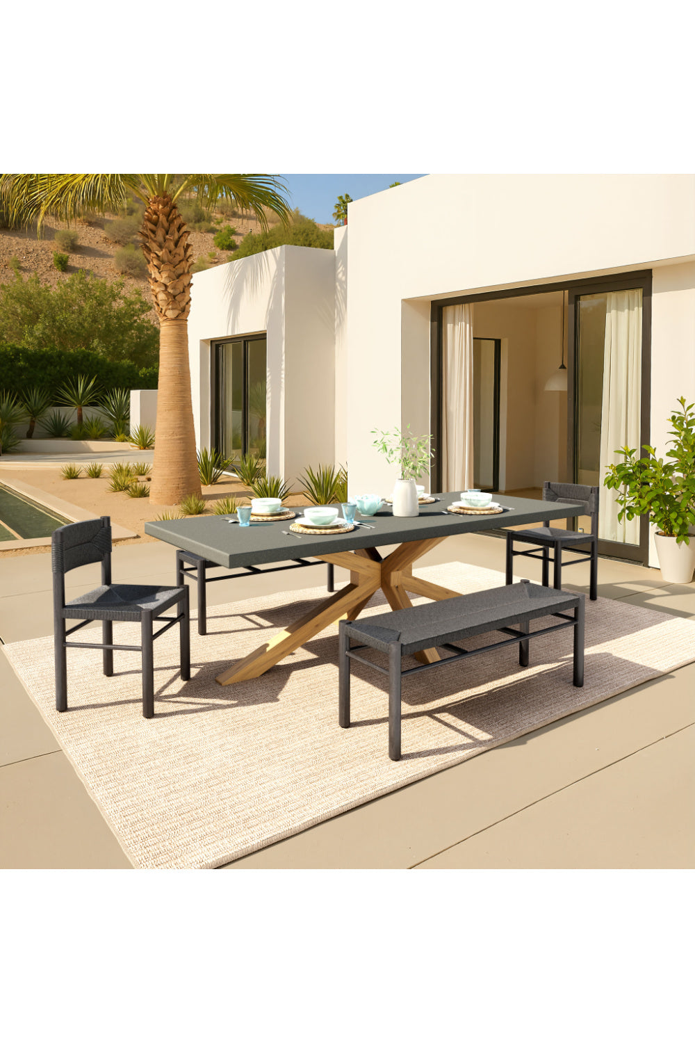 Rattan Look Outdoor Bench | Oroa.com