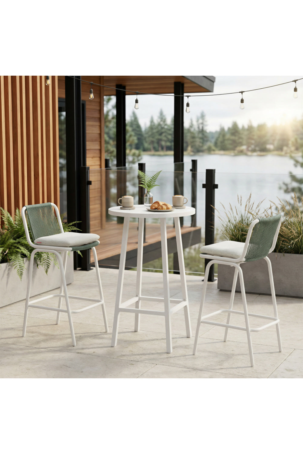 Green Outdoor Bar Stool Set (2) | Oroa.com