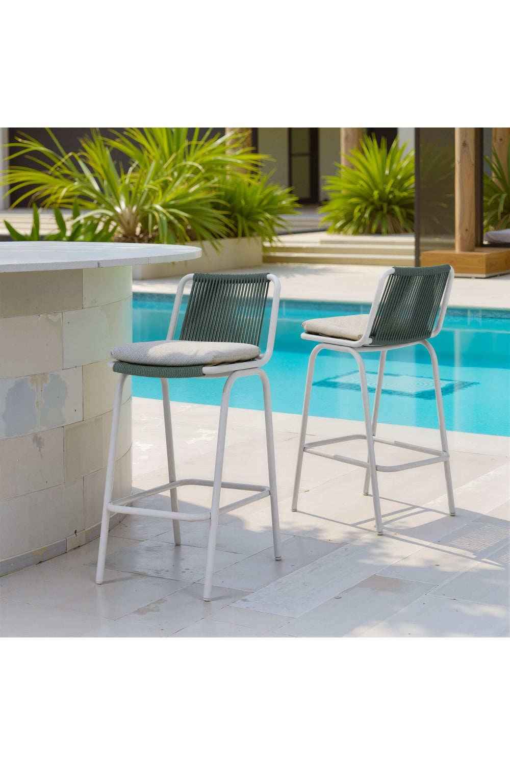 Green Outdoor Bar Stool Set (2) | Oroa.com