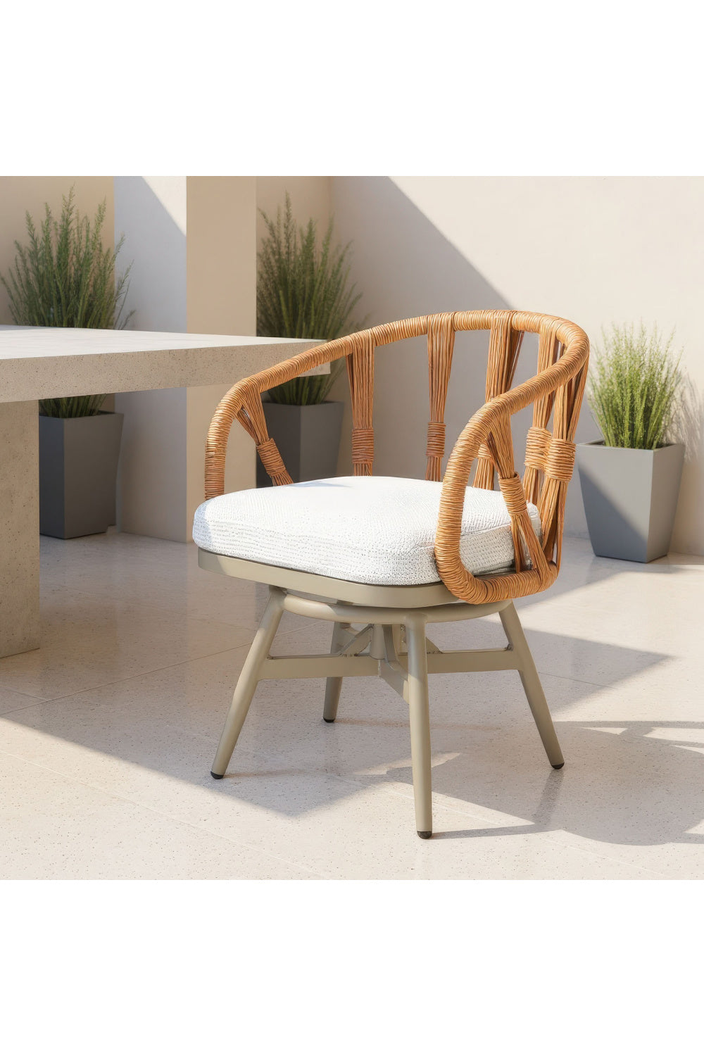 Rattan Weave Swivel Outdoor Dining Chair | Oroa.com